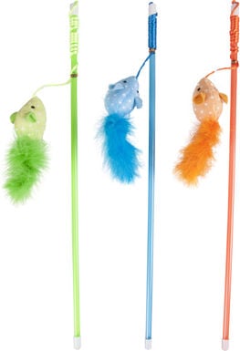 Flamingo - Jouet Wopke Canne à Pêche Souris pour Chats - 45cm