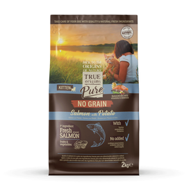 True Origins Pure - Croquettes Saumon et Pomme de Terre Sans Céréales pour Chaton - 2kg