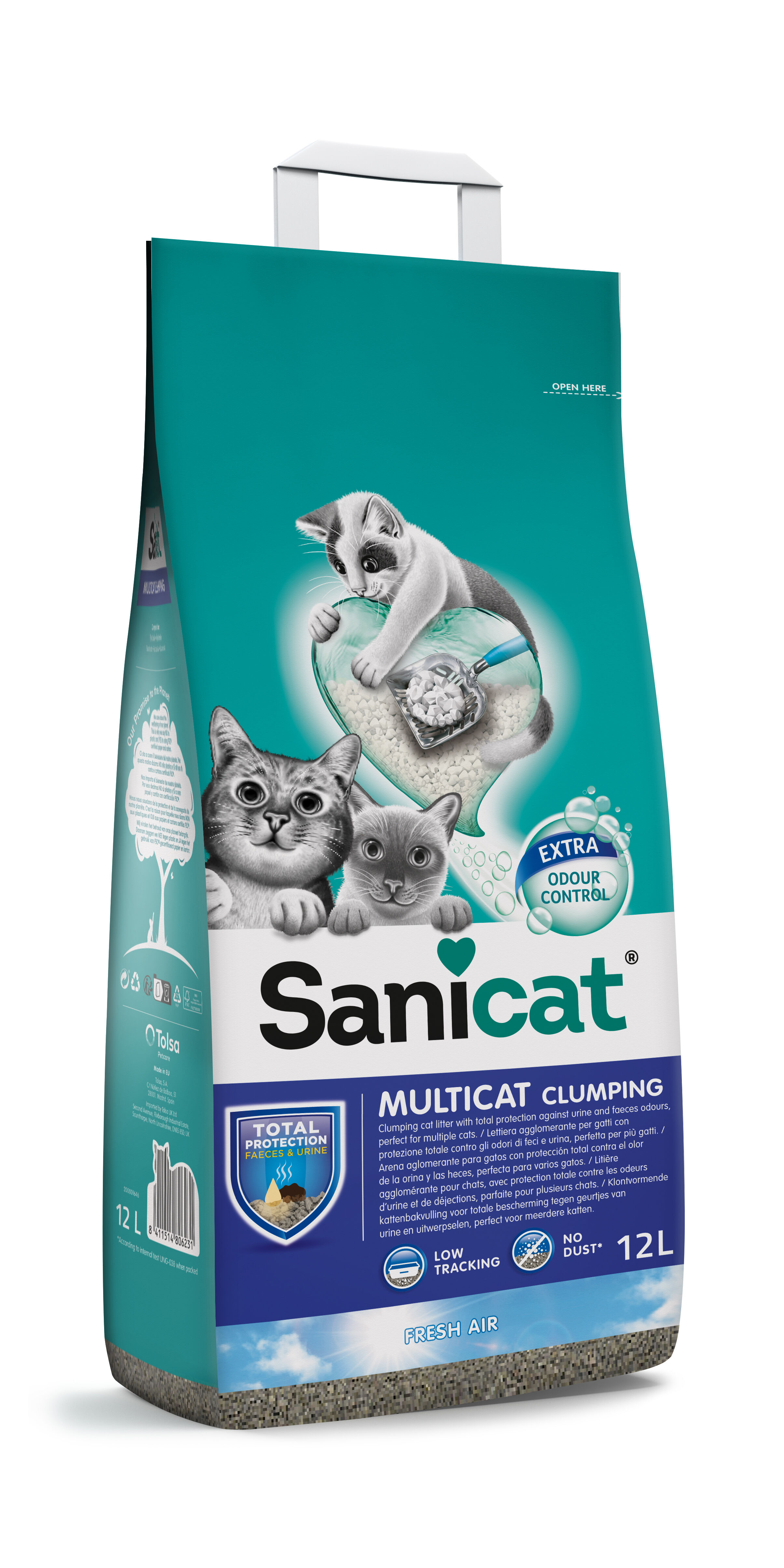 Sanicat - Liti&egrave;re Multicat Clumping Fresh Air pour Chats - 12L Image num&eacute;ro 1
