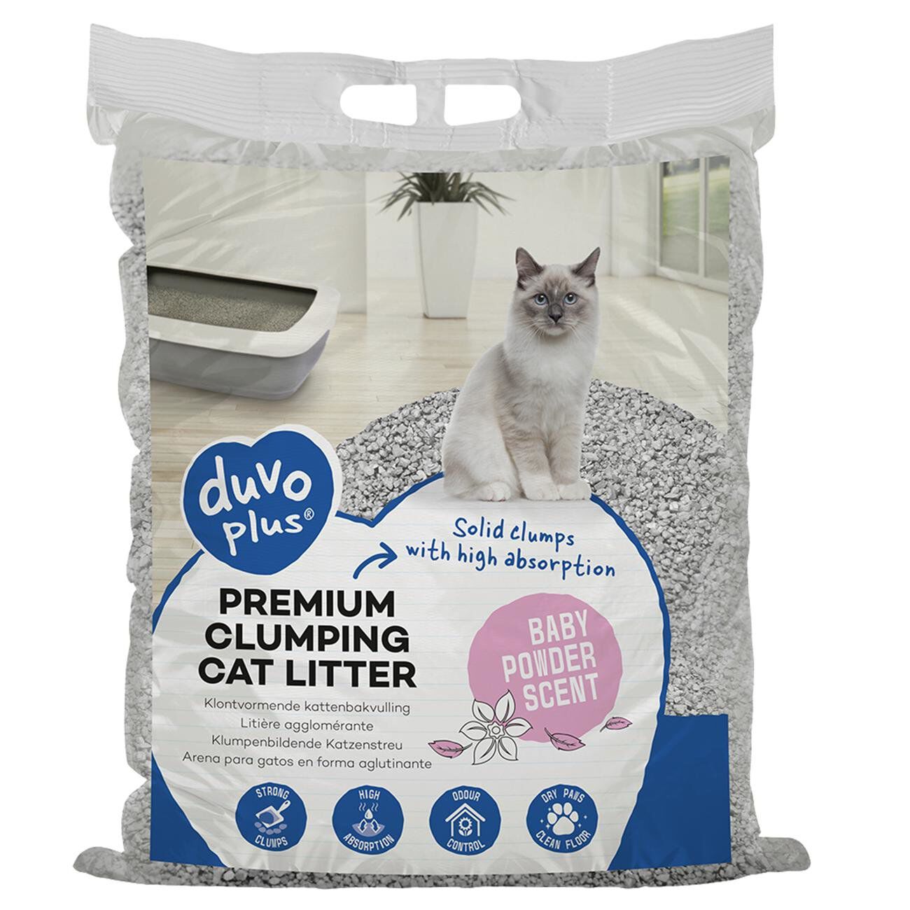 Duvoplus - Liti&egrave;re Premium Odeur de Poudre B&eacute;b&eacute; pour Chats - 12kg Image num&eacute;ro 1
