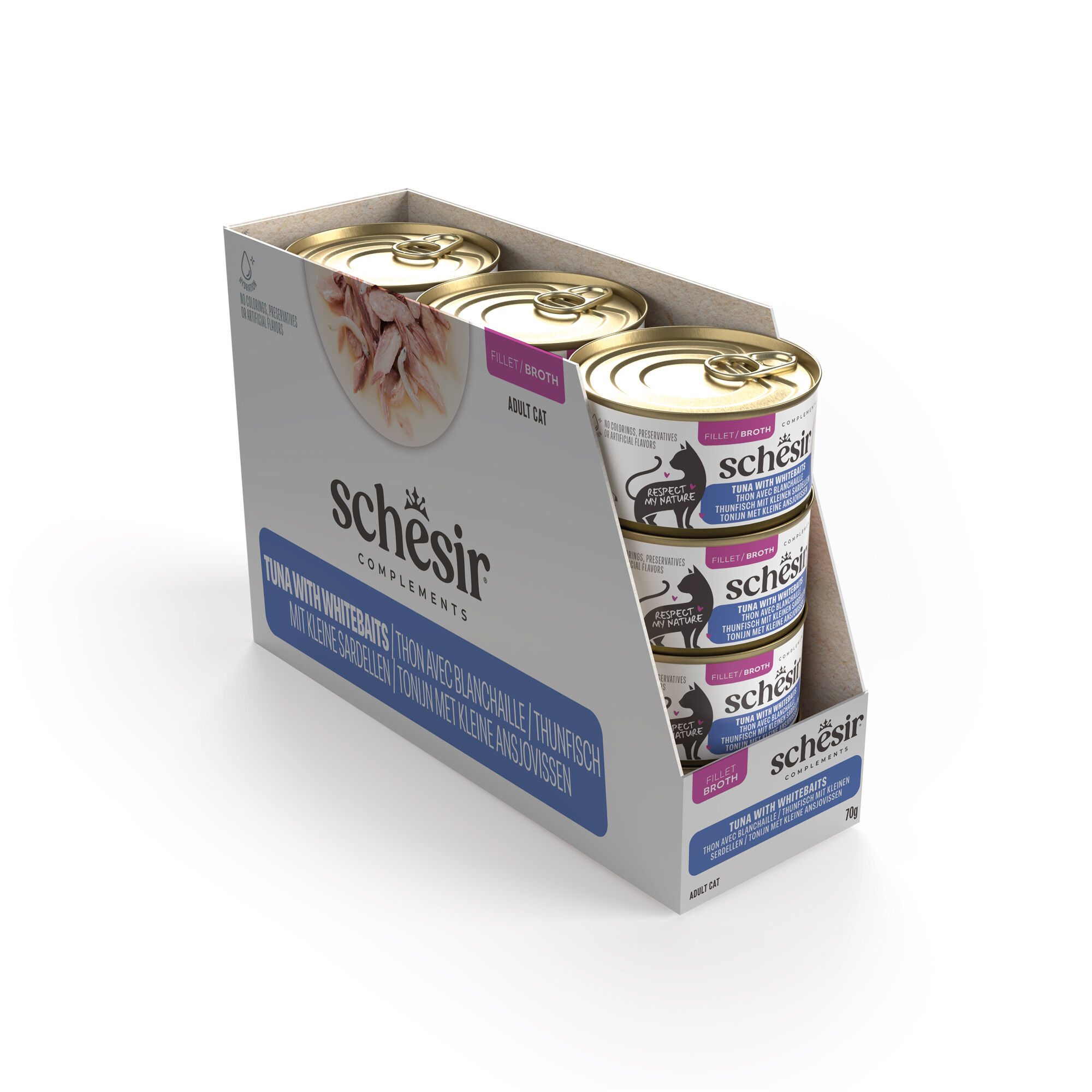Schesir - Bo&icirc;te P&acirc;t&eacute;e au Thon avec Blanchailles en Bouillon pour Chat - 70g Image num&eacute;ro 3