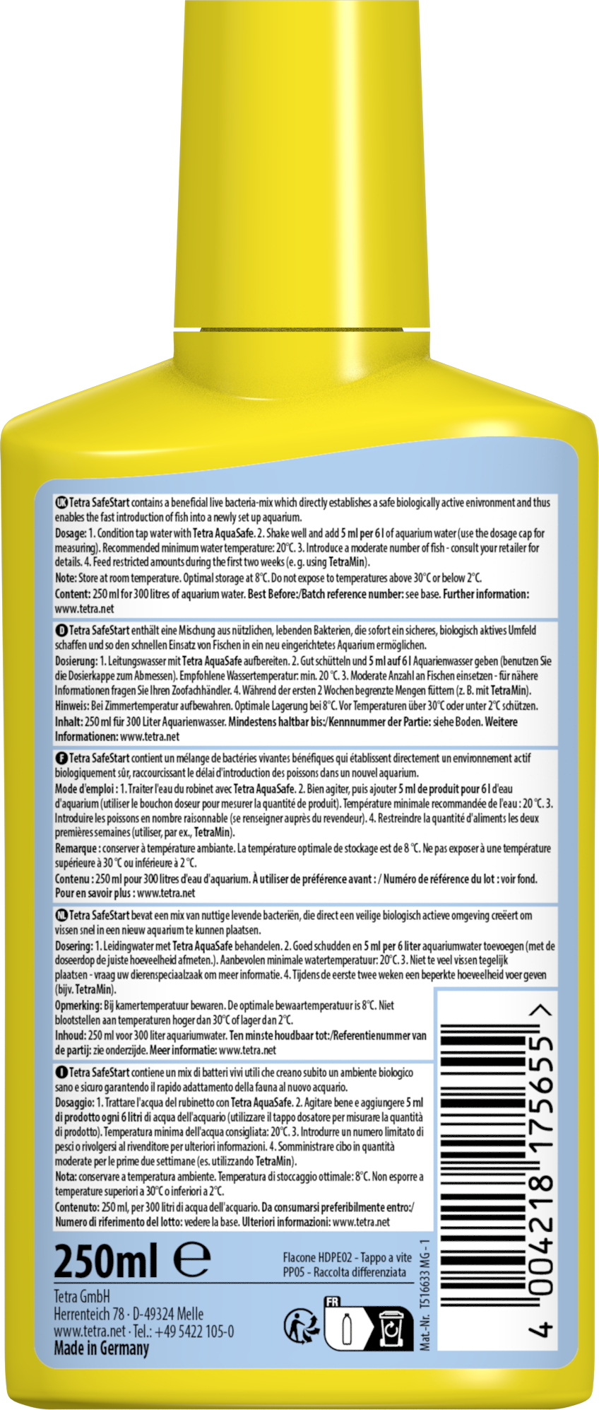 Tetra - Ensemencement Bact&eacute;rien SafeStart pour Aquarium d'Eau Douce - 250ml Image num&eacute;ro 4