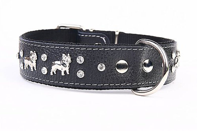 Yogipet - Collier Cuir French Bulldog T45 30/41cm pour Chien - Noir image number null