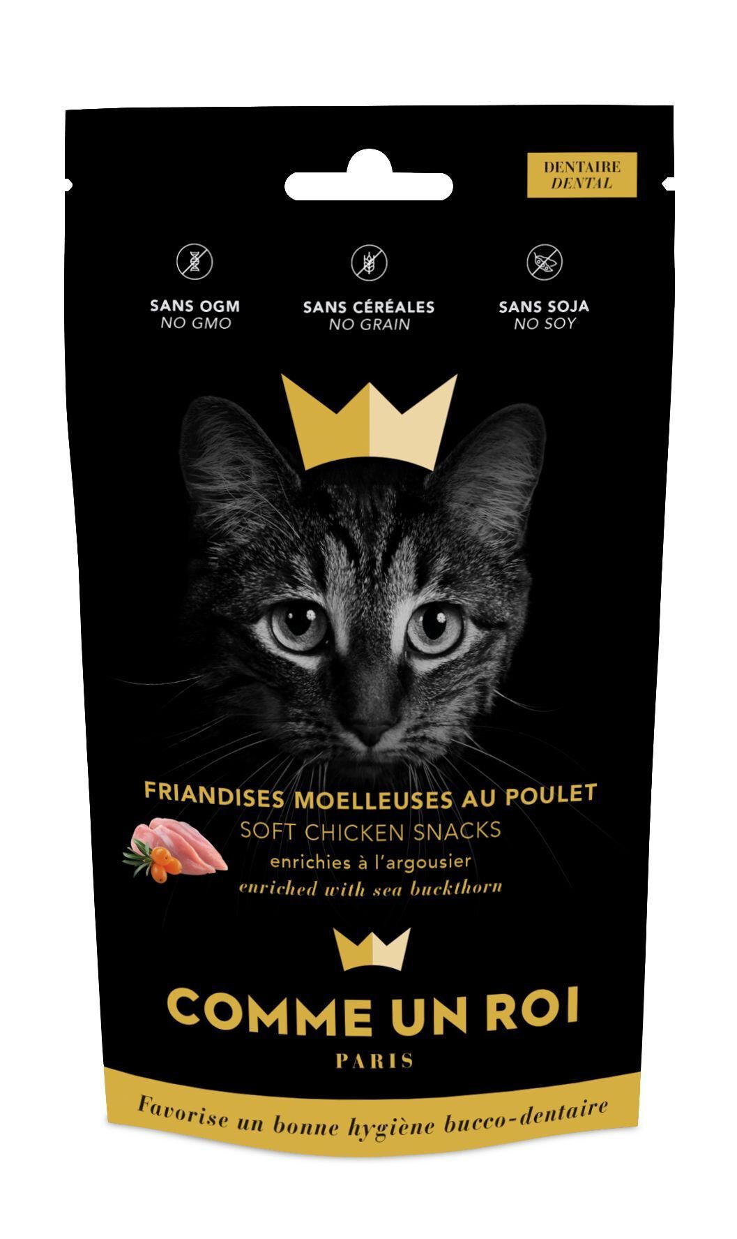 Comme Un Roi - Friandises Hygi&egrave;ne Dentaire au Poulet et Argousier pour Chat - 50g Image num&eacute;ro 1