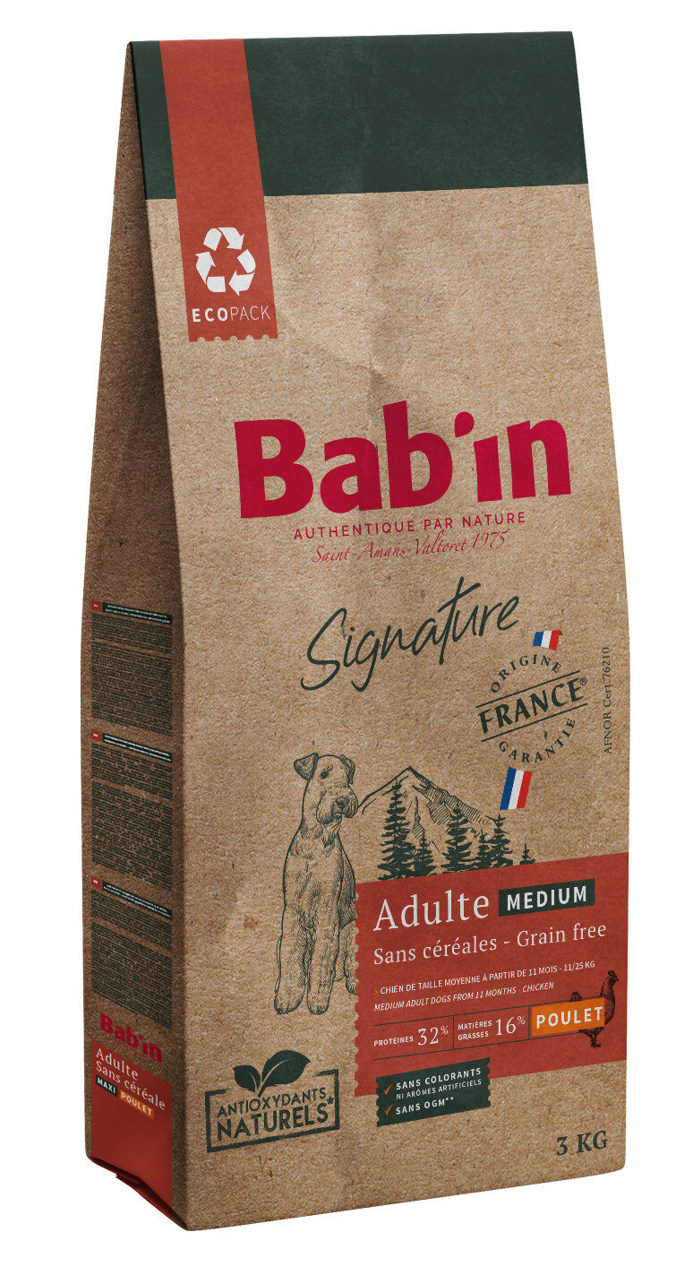 Bab'in -  Croquettes sans C&eacute;r&eacute;ales Poulet pour Chiens Medium - 3kg Image num&eacute;ro 1
