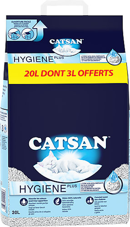 Catsan - Litière Minérale Hygiene Plus pour Chat - 20L dont 3L Gratuits image number null