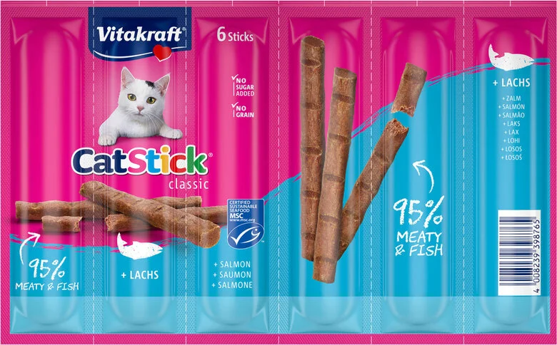 Vitakraft - Cat Stick Saumon P/6 MSC Image numéro 1 Vitakraft - Cat Stick Saumon P/6 MSC Image numéro 1
