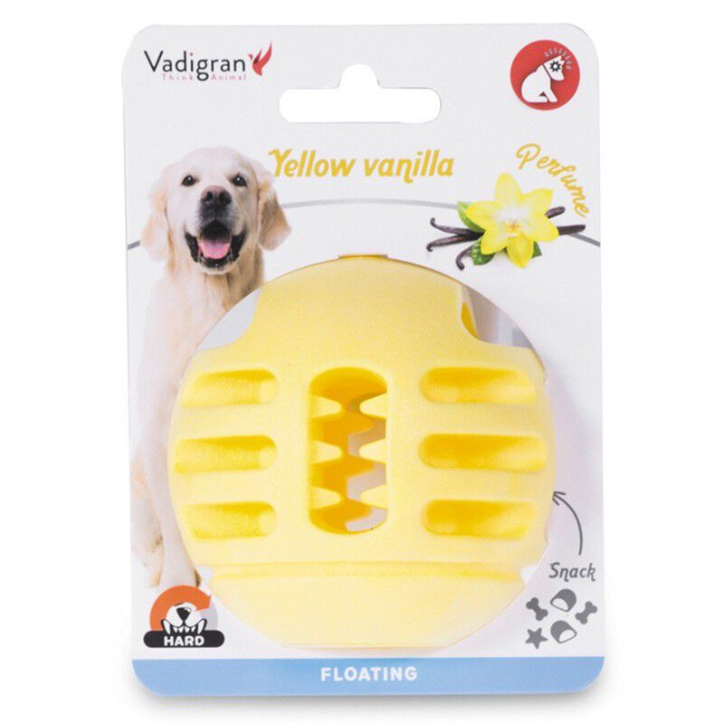 Vadigran - Jouet Balle Friandises Vanille Jaune pour Chiens - 8cm Image num&eacute;ro 1
