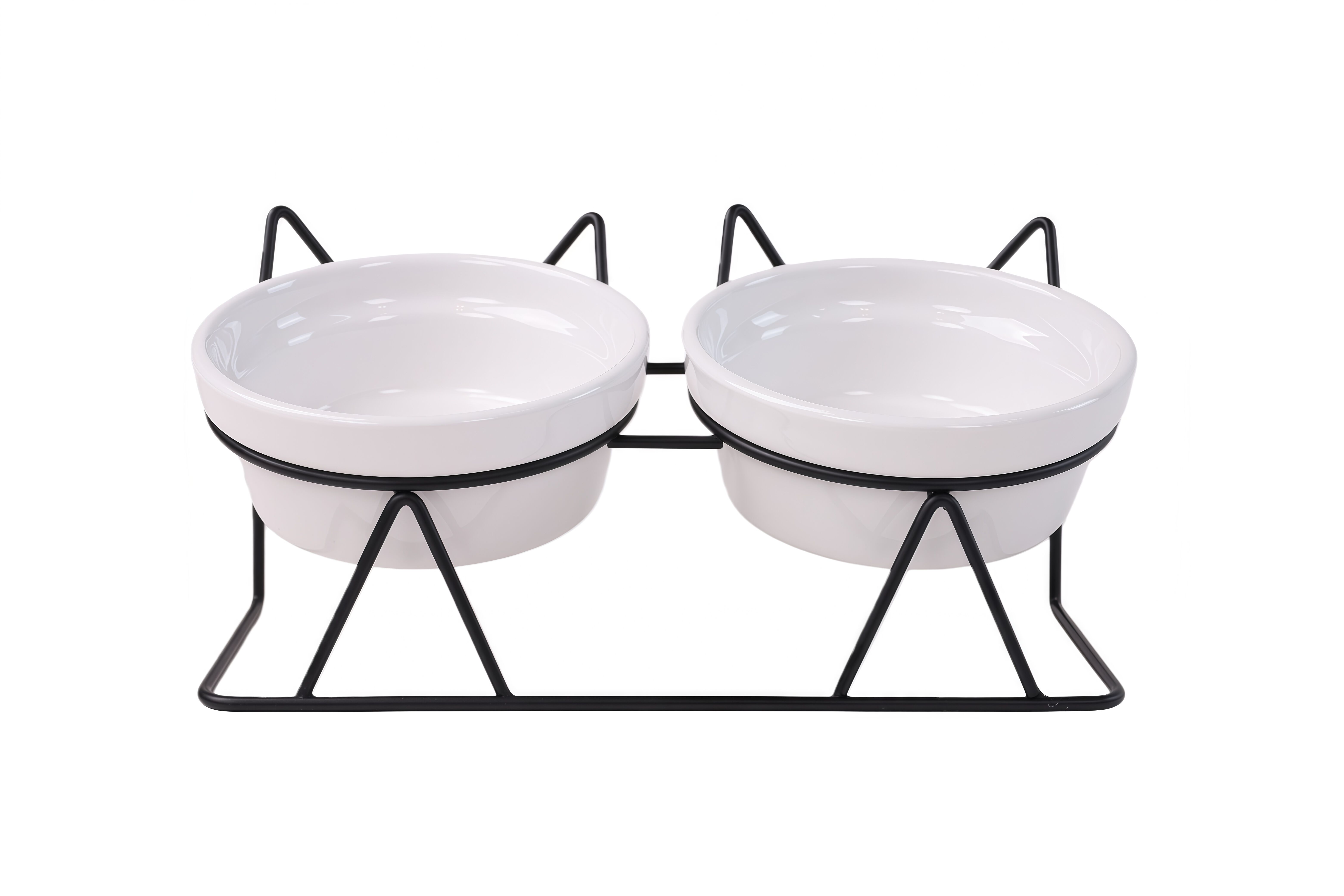 Leeby - Gamelle Double Sur&eacute;lev&eacute;e pour avec Bols en C&eacute;ramique pour Chats - 2x250ml Image num&eacute;ro 1