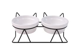 Leeby - Gamelle Double Sur&eacute;lev&eacute;e pour avec Bols en C&eacute;ramique pour Chats - 2x250ml