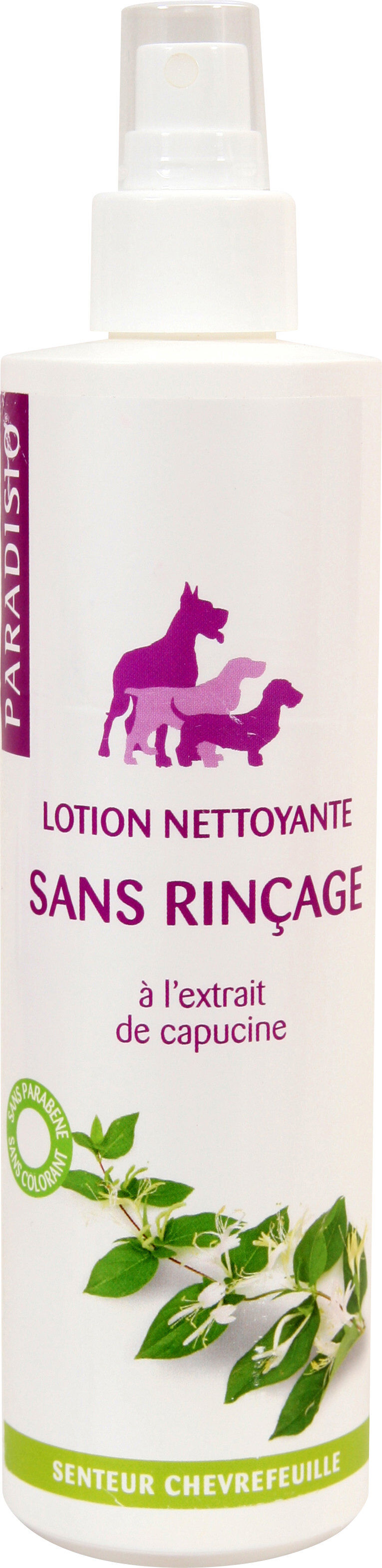 Paradisio - Lotion Nettoyante sans Rin&ccedil;age Senteur Ch&egrave;vrefeuille pour Chien - 250ml Image num&eacute;ro 2