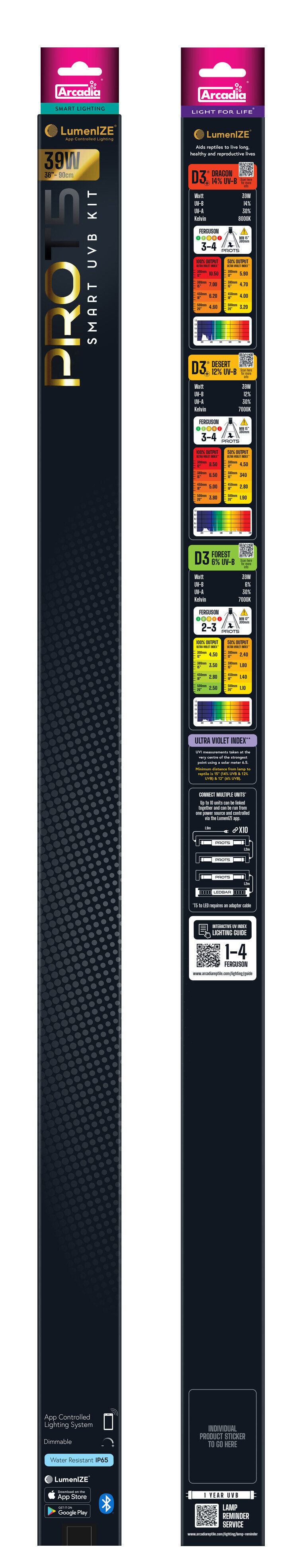 Arcadia - Luminaire Pro T5 Uvb Kit D3 6% Uvb 39 Watt - R&eacute;ptiles Image num&eacute;ro 1