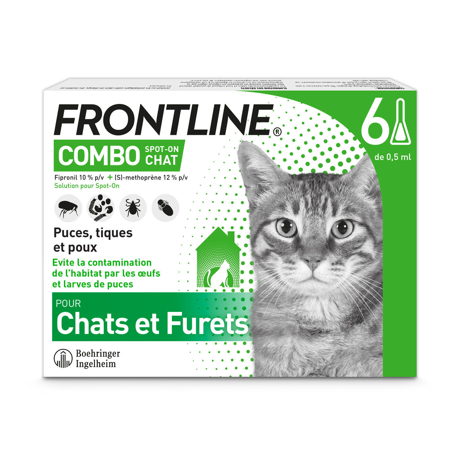 Frontline Combo - Pipettes Antiparasitaires &Eacute;limine les Puces pour Chat - 6x0,5ml Image num&eacute;ro 1