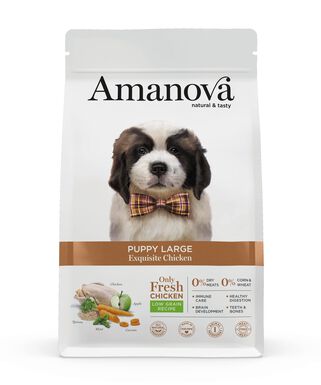 Amanova - Croquettes Puppy Large au Poulet pour Chiots - 12Kg