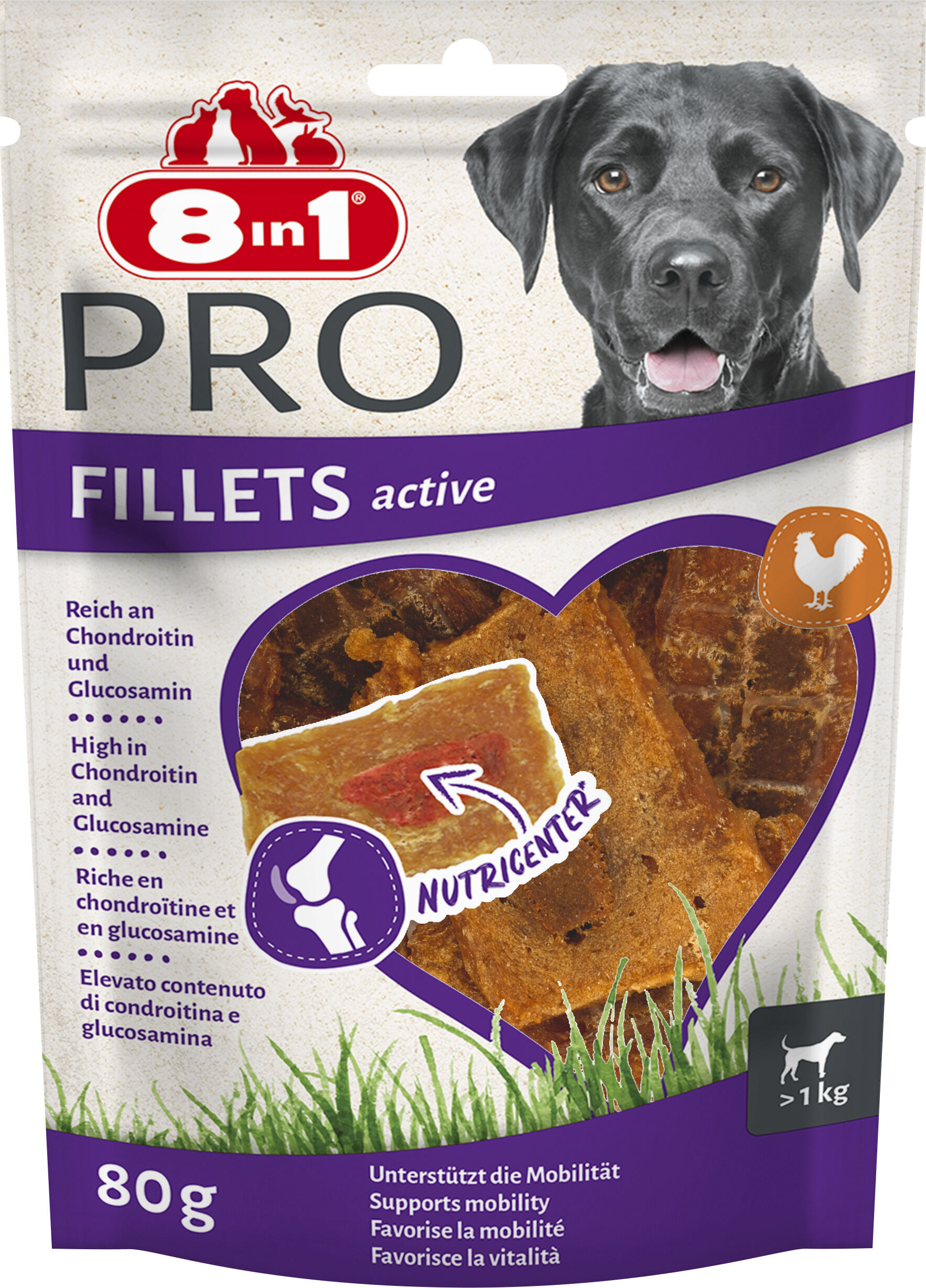 8in1 - Friandises Fillets Pro Active pour Chiens - 80g Image num&eacute;ro 1