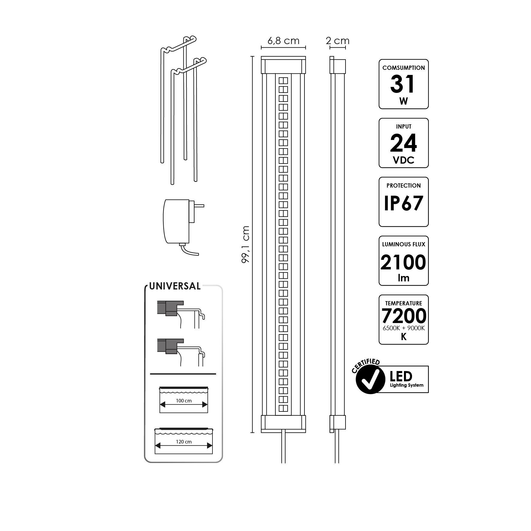 Ciano - Eclairage Led CLE 100 Noir pour Aquarium d'Eau Douce Image num&eacute;ro 5
