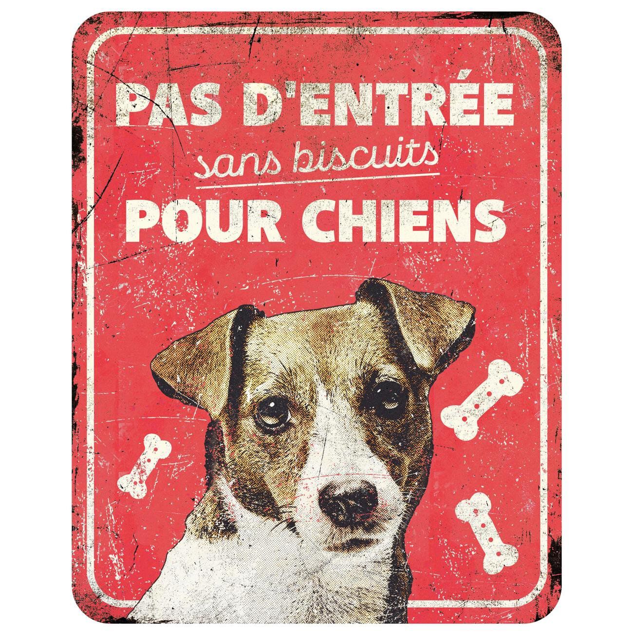 D&D - Panneau d'avertissement jack russel fr - 25x20x03cm rouge Image num&eacute;ro 1