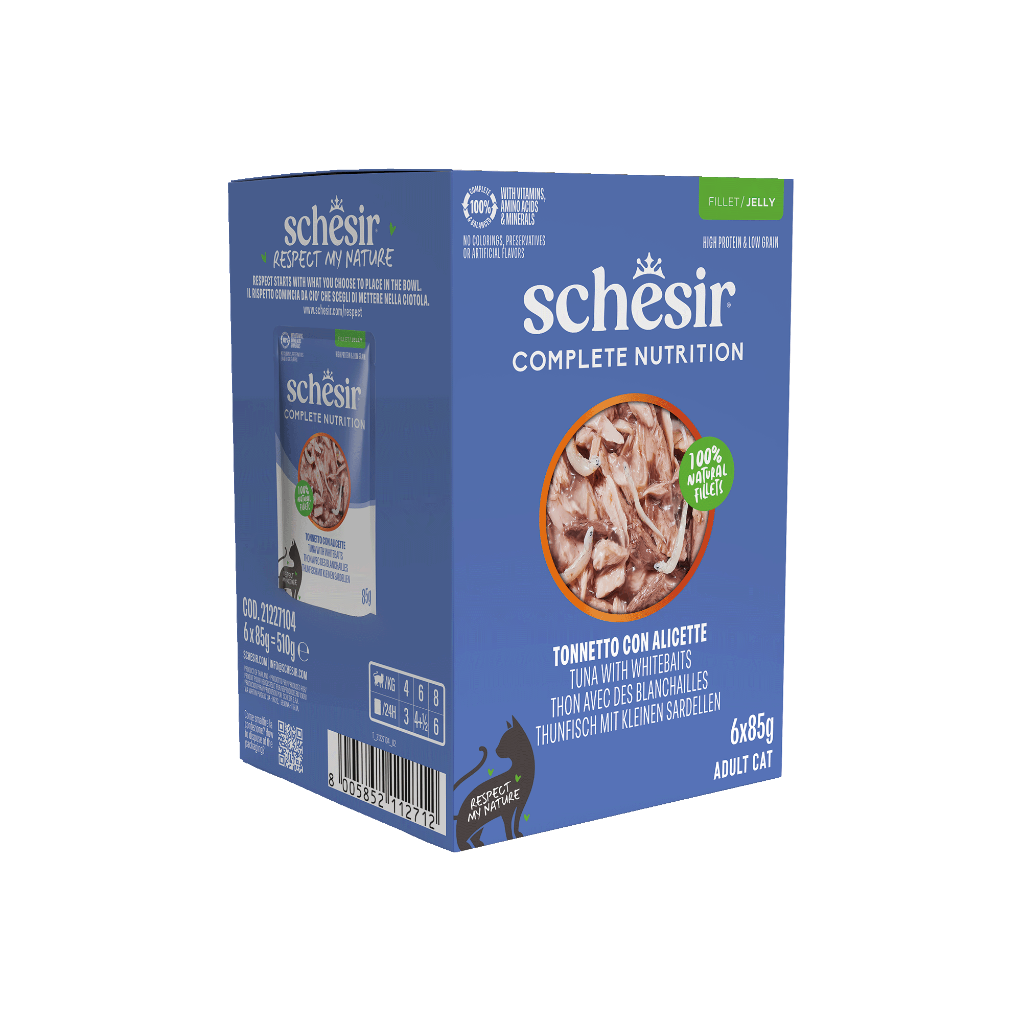 Schesir - Sachets Humides Thon et Blanchailles en Gel&eacute;e pour Chats - 6x85g Image num&eacute;ro 1