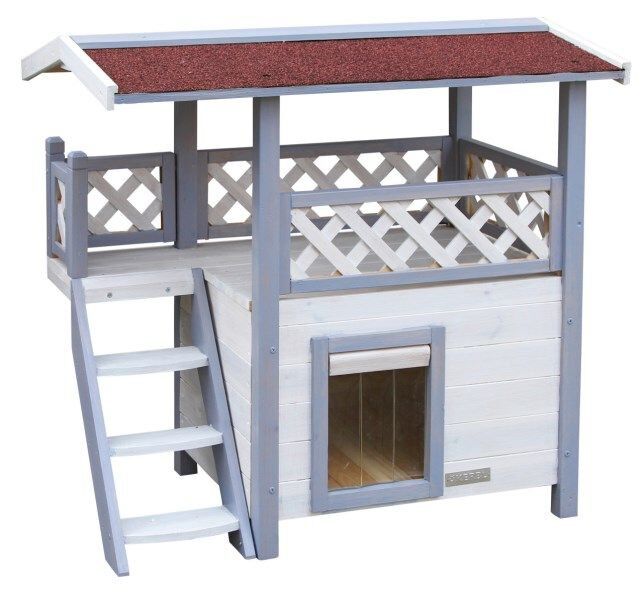 Kerbl - Maison pour Chat Lodge Ontario gris clair/rouge - 77 x 50 x 73 cm Image num&eacute;ro 1