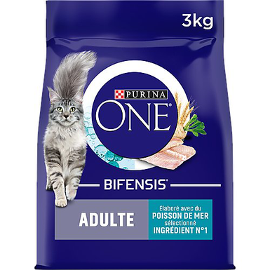 Purina One - Croquettes au Poisson et Céréales pour Chat Adulte - 3Kg