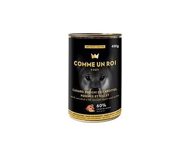 Comme Un Roi - Pâtée au Canard Enrichi de Carottes Pommes et Millet pour Chien - 400g
