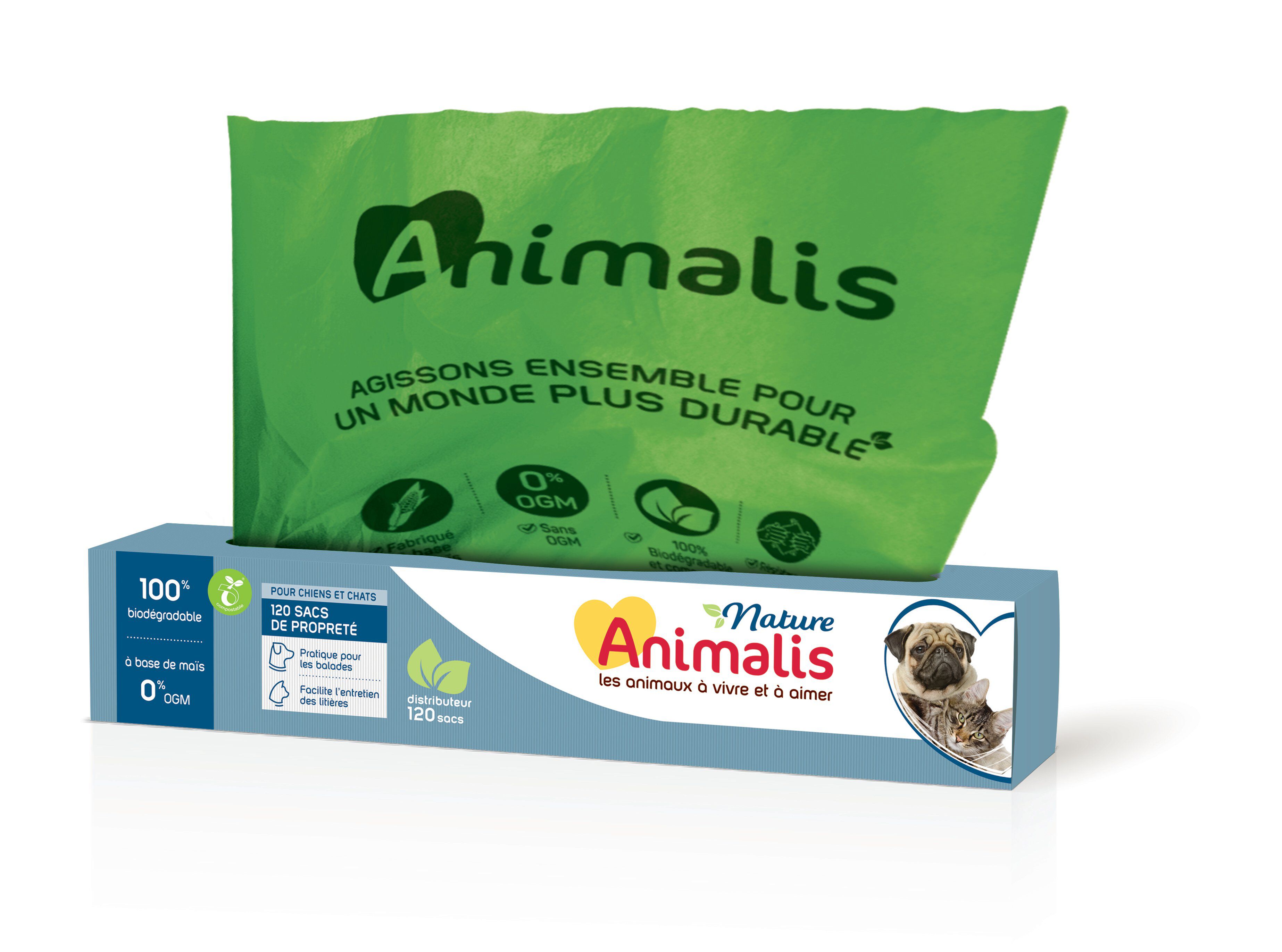 Animalis Nature - Sac de Propret&eacute; Biod&eacute;gradable pour Chien et Chat - x120 Image num&eacute;ro 1