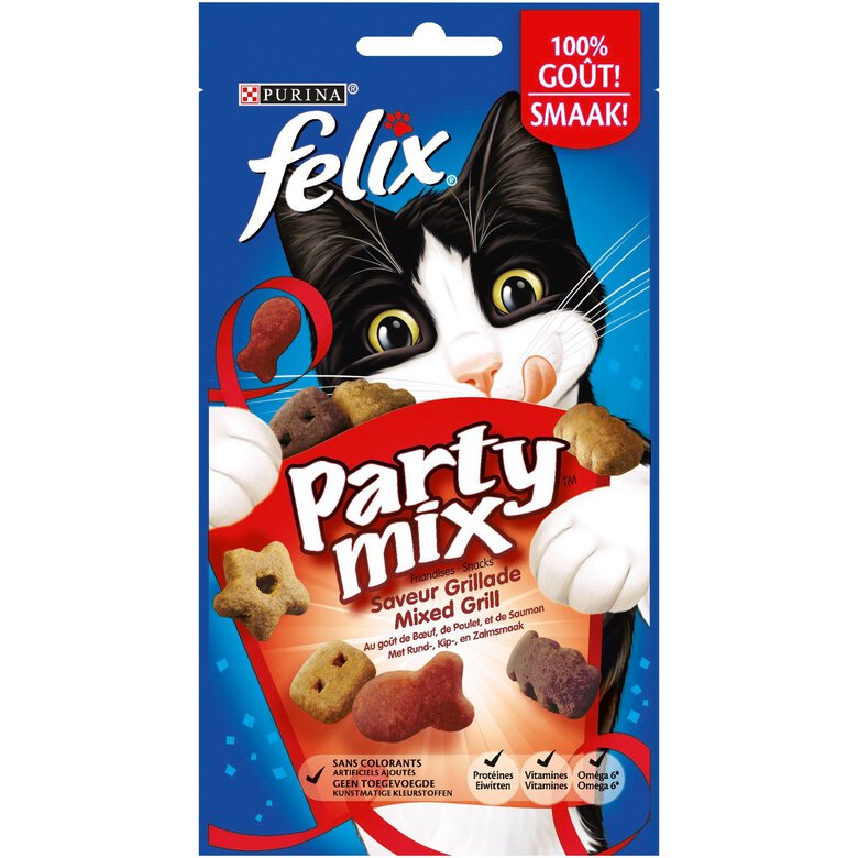 Felix - Friandises Party Mix Saveur Grillade pour Chat - 60g Image numéro 2 Felix - Friandises Party Mix Saveur Grillade pour Chat - 60g Image numéro 2