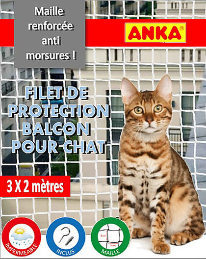 Filet de balcon anti morsures pour chat : moyen modèle Anka