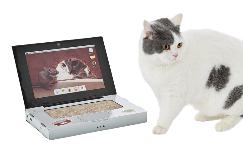 Leeby - Griffoir Ordinateur en Carton pour Chats - 33x23cm Image numéro 2 Leeby - Griffoir Ordinateur en Carton pour Chats - 33x23cm Image numéro 2