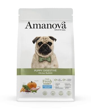 Amanova - Croquettes Puppy Digestive sans Céréales au Lapin pour Chiots - 7Kg