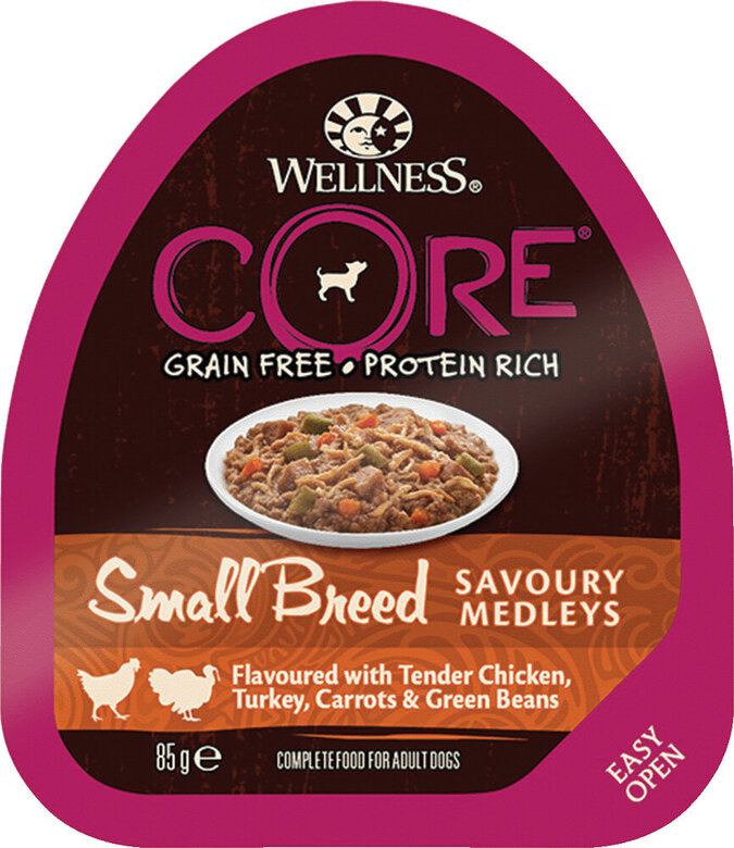 Wellness CORE - Repas Savoury Medleys Poulet et Dinde pour Chien Petite Race - 85g Image numéro 1 Wellness CORE - Repas Savoury Medleys Poulet et Dinde pour Chien Petite Race - 85g Image numéro 1
