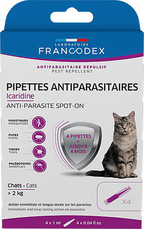 Francodex - Pipettes Antiparasitaires Icardine pour Chats - x4 image number null
