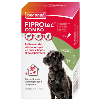 Beaphar - Pipettes Anti-tiques Fiprotec Combo pour Grand Chien - x3