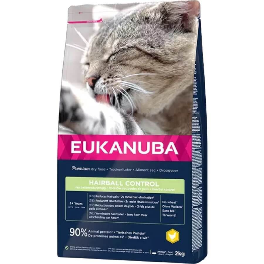 Eukanuba -  Croquettes Chat Adulte Contr&ocirc;le des Boules de Poils Toutes Races Poulet - 2kg Image num&eacute;ro 1
