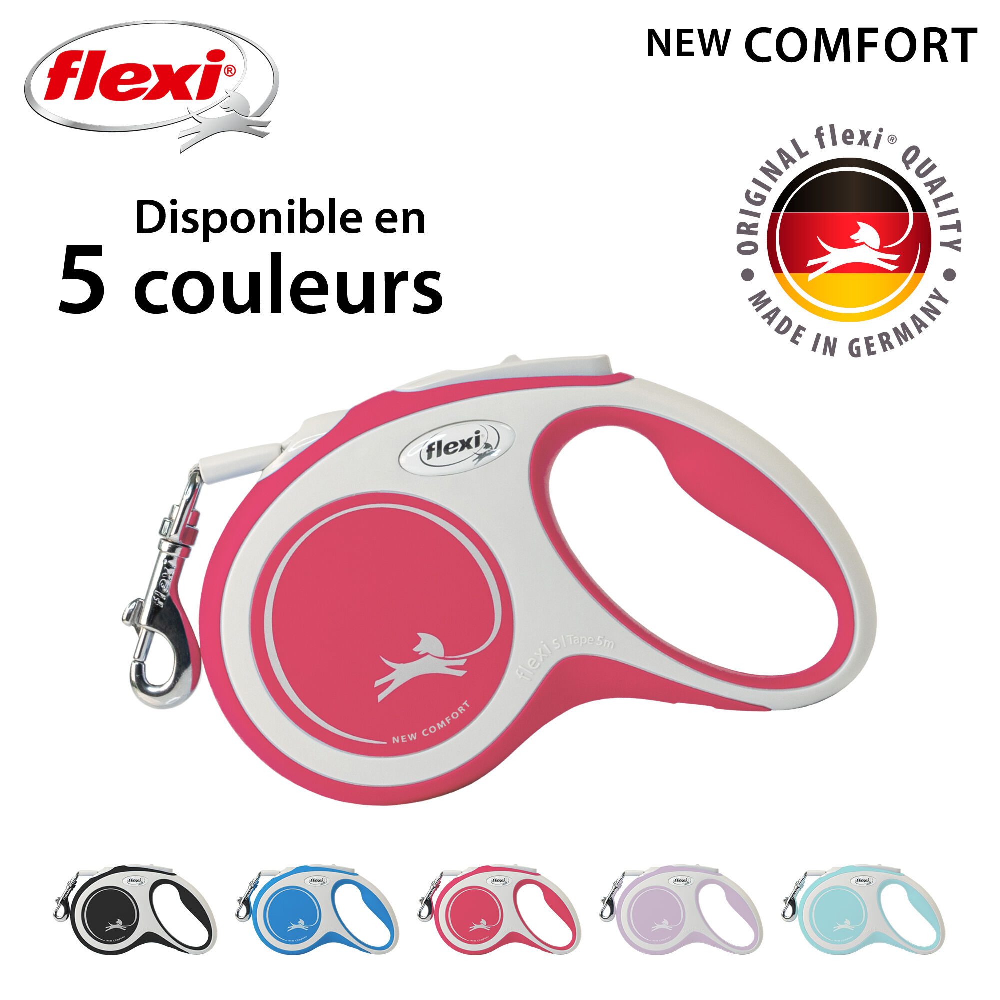 Flexi - Laisse New Confort Avec Sangle De 5m pour Chien Rouge - S 5m Image num&eacute;ro 6