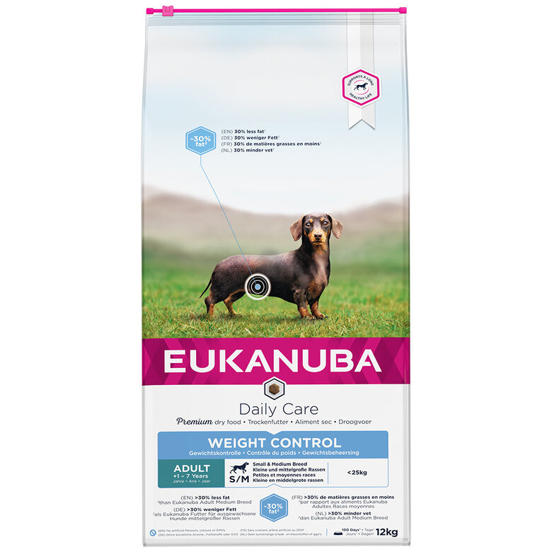 Eukanuba -  Croquettes Daily Care Adulte Contrôle de Poids Pour Petites et Moyennes Races Poulet 12kg image number null