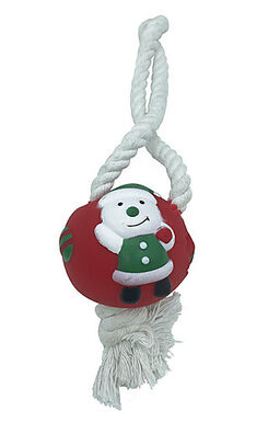 Christmas DOG TOY - Balle Vinyle Noël avec Corde pour Chien - 30cm