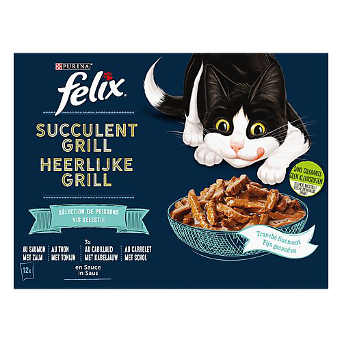 FELIX - Pochons Succulent Grill Selection de Poissons en Sauce pour chats adultes - 12X80g Image num&eacute;ro 3
