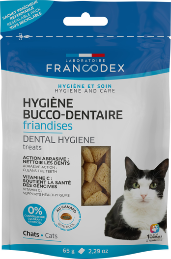 Francodex - Friandises Hygiène Bucco-Dentaire au Canard pour Chats - 65g image number null