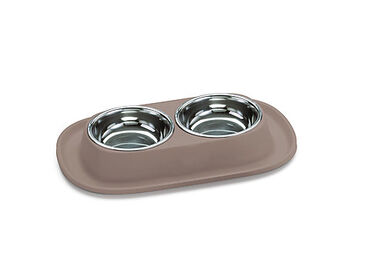 Animalis - Gamelle Double en Inox pour Chat - Gris