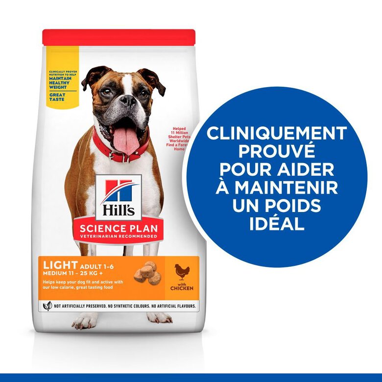 Hill's Science Plan - Adult Light Croquettes Pour Chien Au Poulet  - 12kg Image numéro 2 Hill's Science Plan - Adult Light Croquettes Pour Chien Au Poulet  - 12kg Image numéro 2