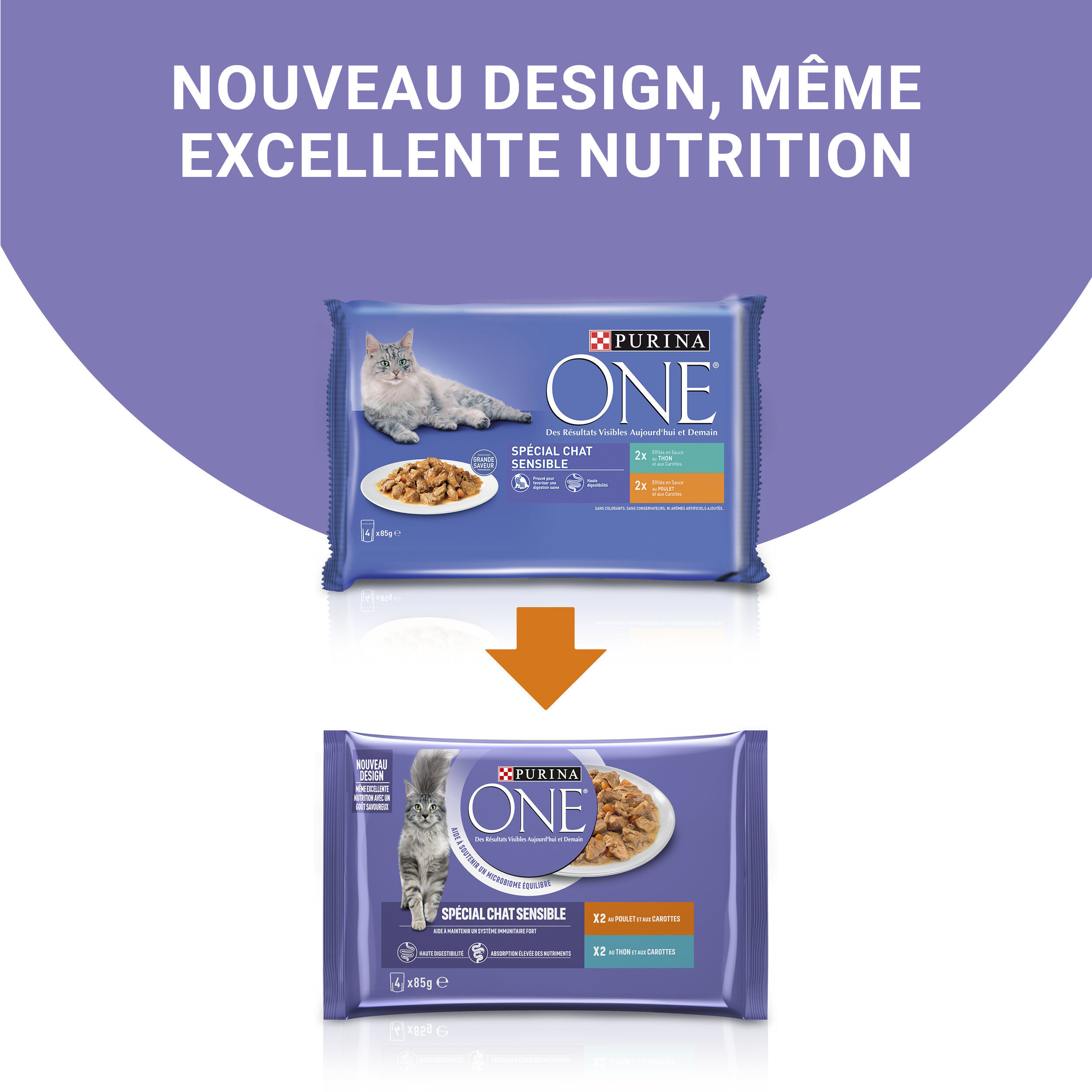 PURINA ONE - Sachets fra&icirc;cheurs Thon et Poulet pour Chats Sensibles - 4x85g Image num&eacute;ro 4