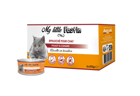 My Little Festin - P&acirc;t&eacute;e Recette en Bouillon Effiloch&eacute; Poulet et Canard pour Chats - 6x50g