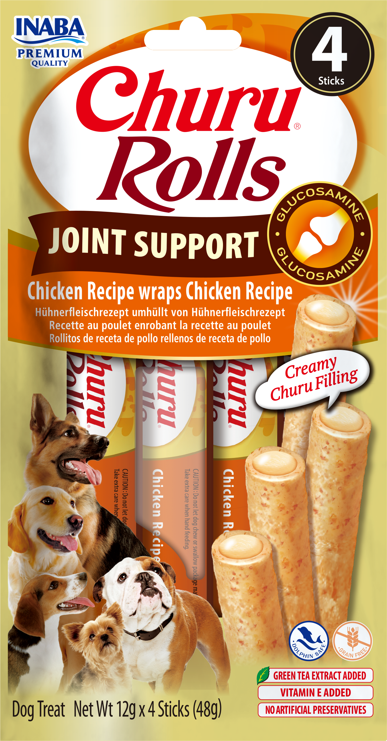Inaba - Friandises en Sticks Churu Joint Support au Poulet pour Chiens - 4x12g Image num&eacute;ro 1