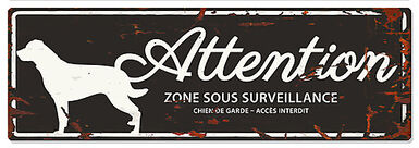 D&D - Plaque Attention au Chien avec Rottweiler - Noir