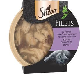 Sheba - Filets au Poulet, aux crevettes et Poissons de l'océan pour Chat Adulte - 60g