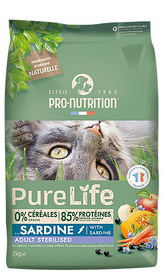 Pro Nutrition - Croquettes Pure Life Chat Sterilised Sardine Pour Chat