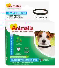 Animalis - Collier Antiparasitaire Noir pour Petit Chien - 41cm