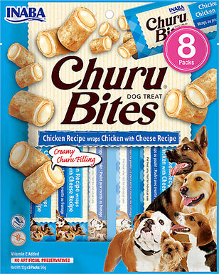 Inaba - Friandises Churu Bites Recette au Poulet et Fromage pour Chiens - 8x12g