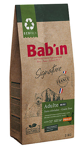 Bab'in -  Croquettes sans C&eacute;r&eacute;ales Poulet pour Chiens Mini - 2kg Image num&eacute;ro 1